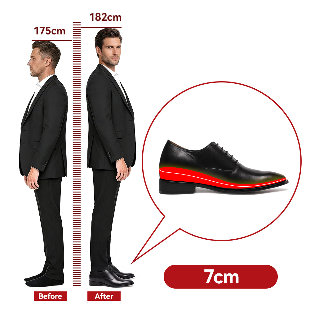 Black elevator shoes Dionigi +2.76 inches