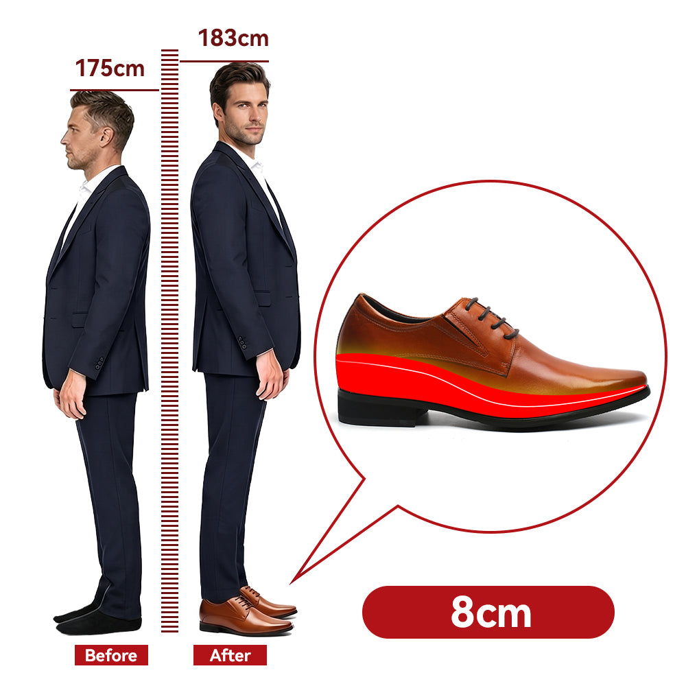 Brown Elevator Shoes Antonio +3.15 Inches